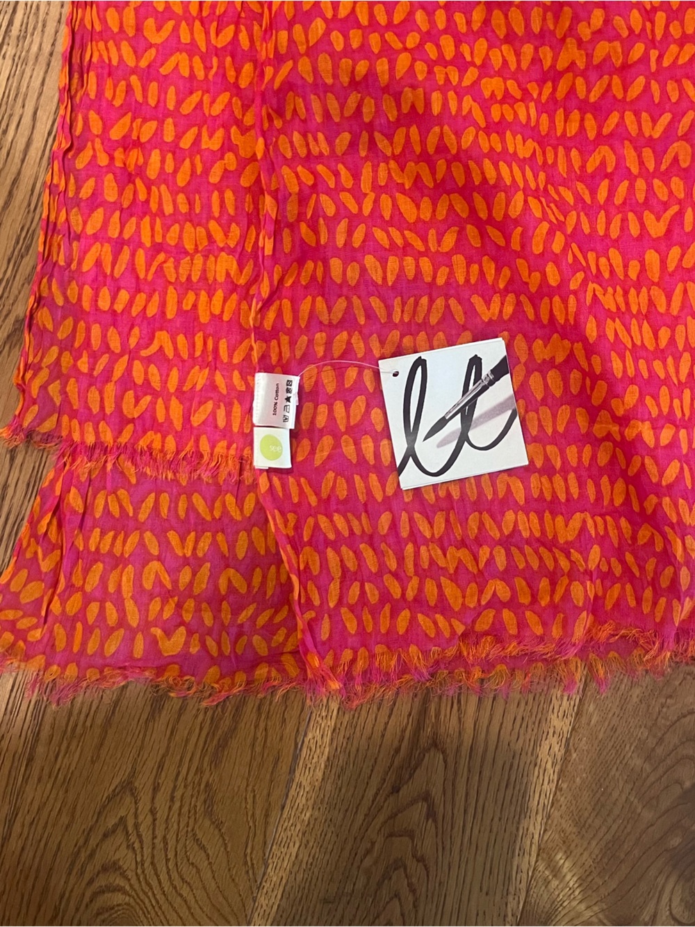 NWT Bright Pink & Orange Printed Lightweight Donna Gorman Crinkle Scarf - Picture 4 of 6